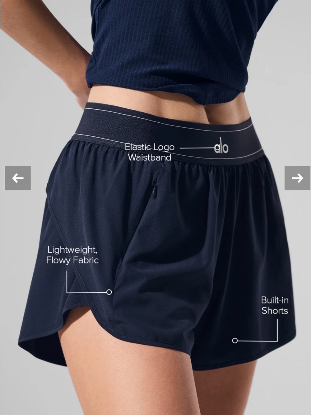 ALO Yoga Navy match point shorts